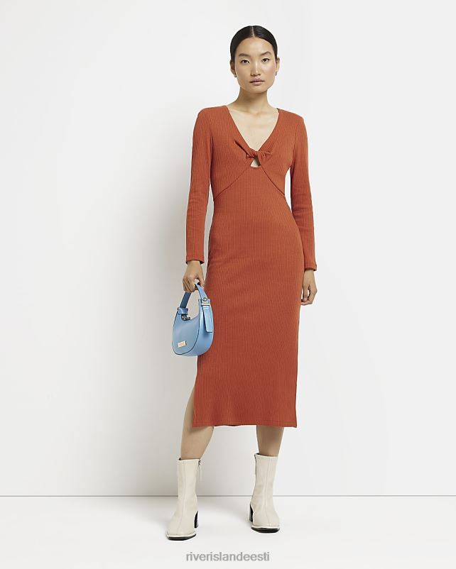 kehakate oranž naised River Island soonik bodycon midi kleit 44TLL582