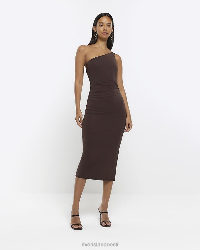 kehakate pruun naised River Island drape detail bodycon midi kleit 44TLL1387