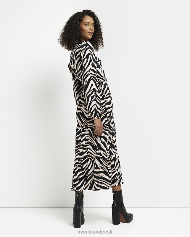 kehakate pruun naised River Island loomamustriga midisärkkleit 44TLL1919