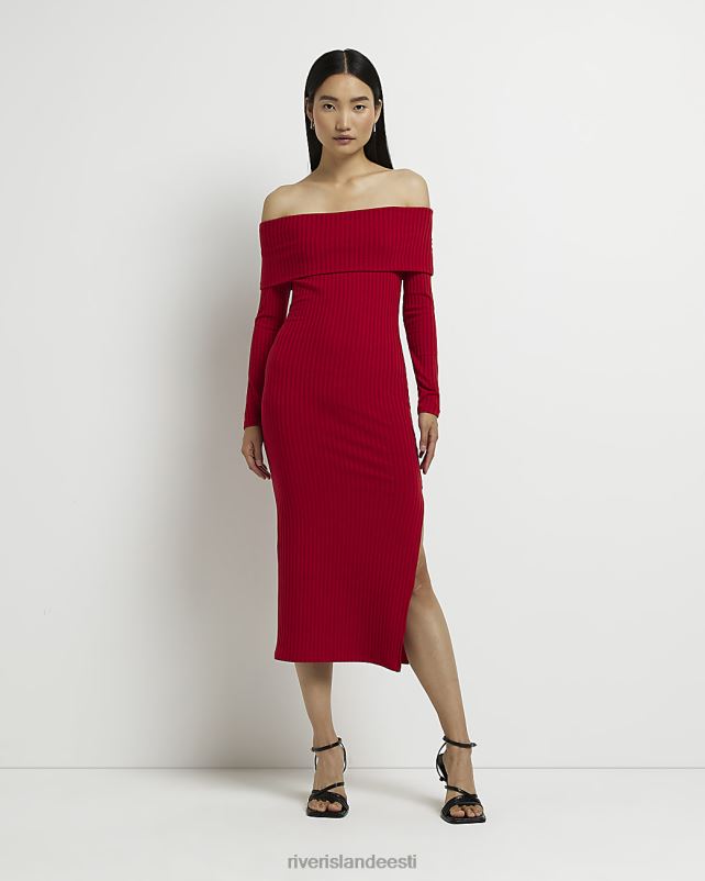 kehakate punane naised River Island bardot bodycon midi kleit 44TLL1994