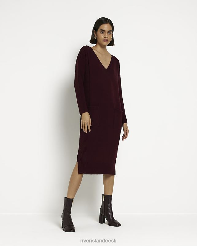 kehakate punane naised River Island esitaskuga midikleit 44TLL1968