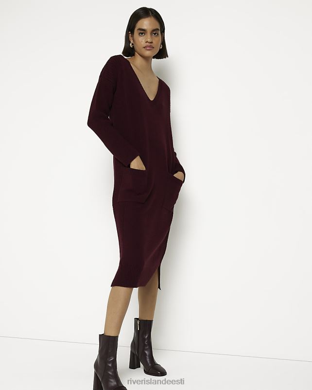 kehakate punane naised River Island esitaskuga midikleit 44TLL1968