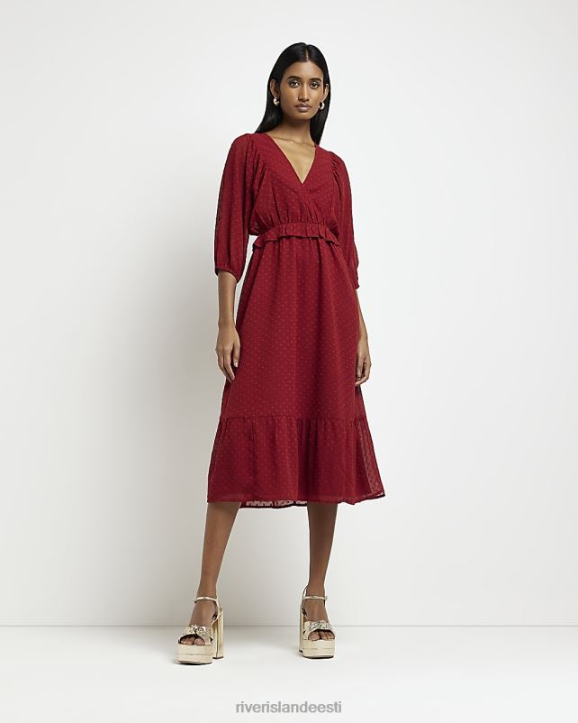 kehakate punane naised River Island frill wrap midi kleit 44TLL1896