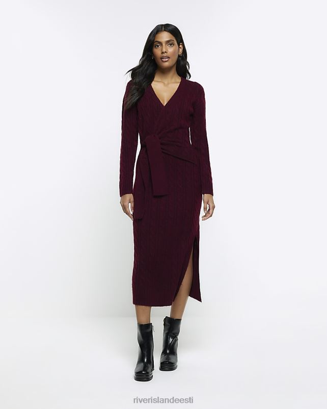 kehakate punane naised River Island kaabliga kootud kampsun midi kleit 44TLL248