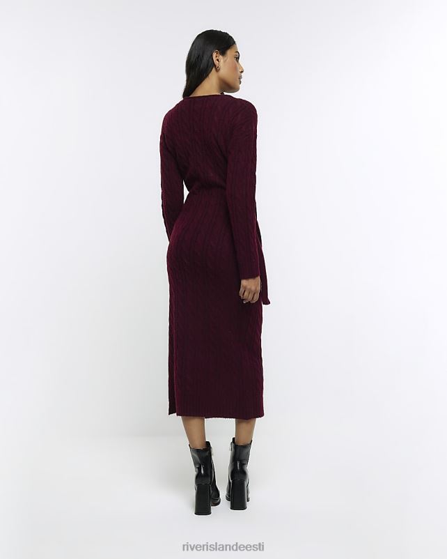 kehakate punane naised River Island kaabliga kootud kampsun midi kleit 44TLL248