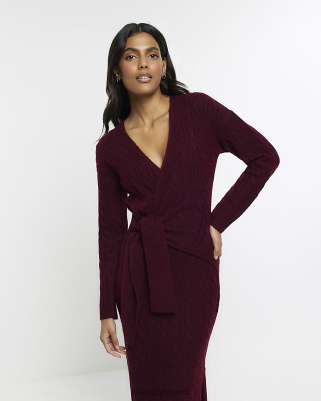 kehakate punane naised River Island kaabliga kootud kampsun midi kleit 44TLL248