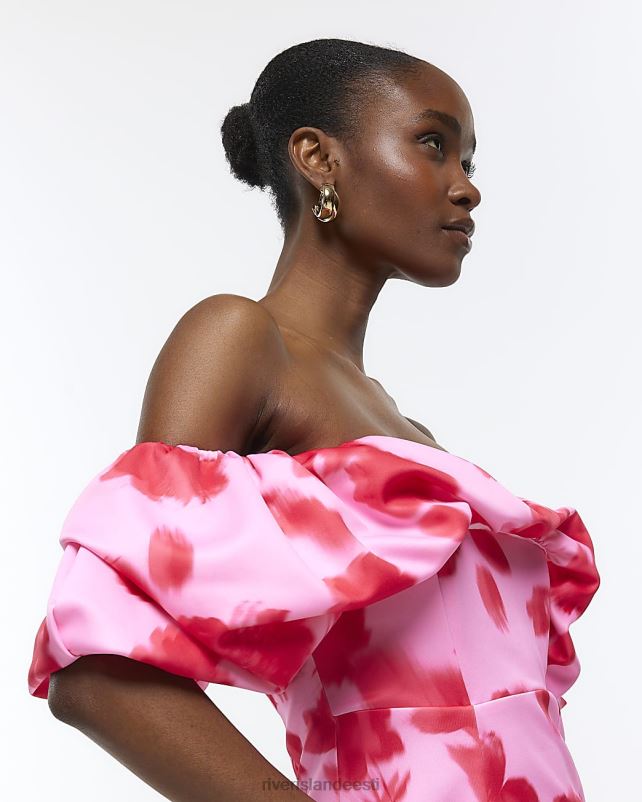 kehakate punane naised River Island lilleline bardot bodycon midikleit 44TLL1616