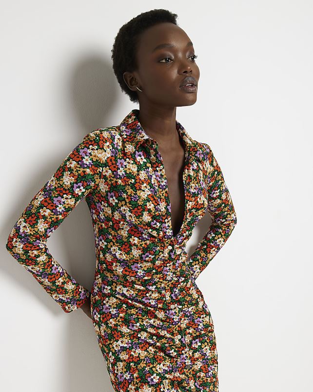 kehakate punane naised River Island lilleline rusikas midisärkkleit 44TLL1545