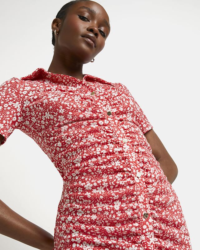 kehakate punane naised River Island lilleline rusikas midisärkkleit 44TLL5011