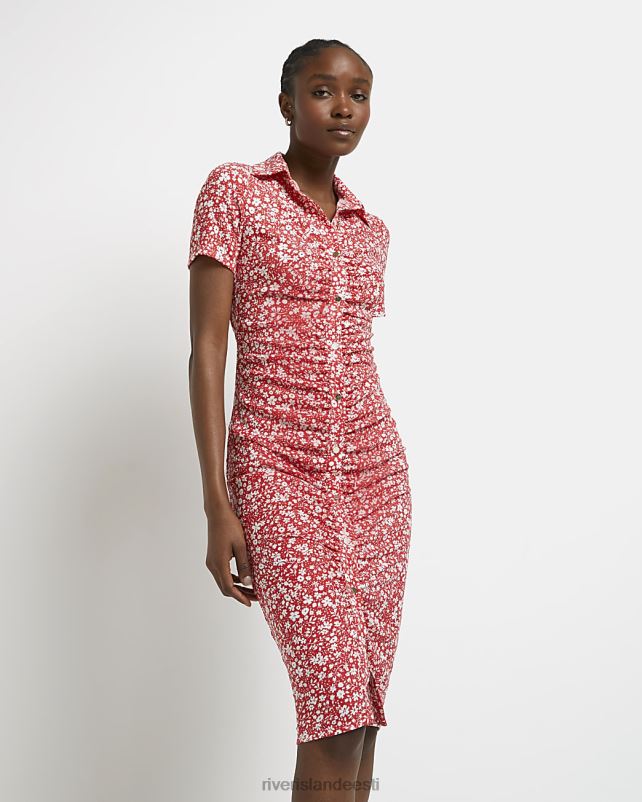 kehakate punane naised River Island lilleline rusikas midisärkkleit 44TLL5011