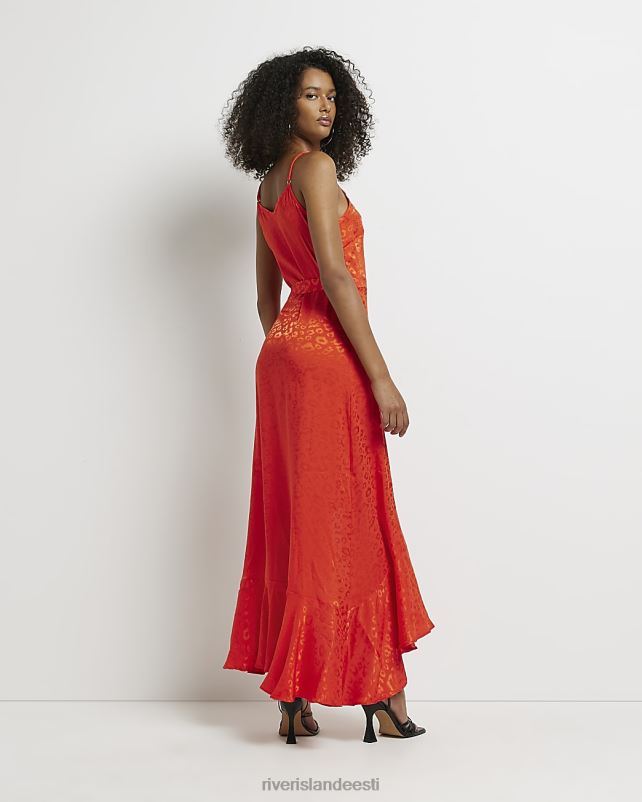 kehakate punane naised River Island loomamustriga satiinist midikleit 44TLL1865