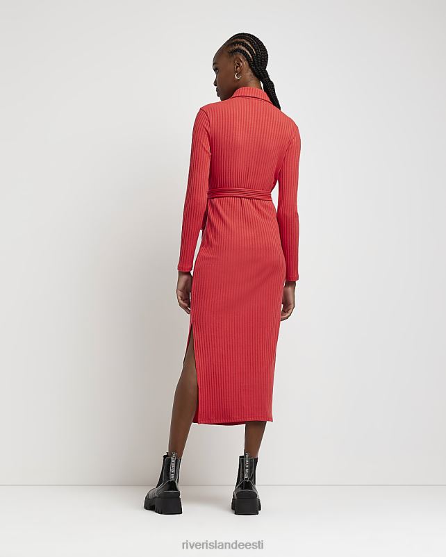 kehakate punane naised River Island pikkade varrukatega bodycon midi kleit 44TLL473