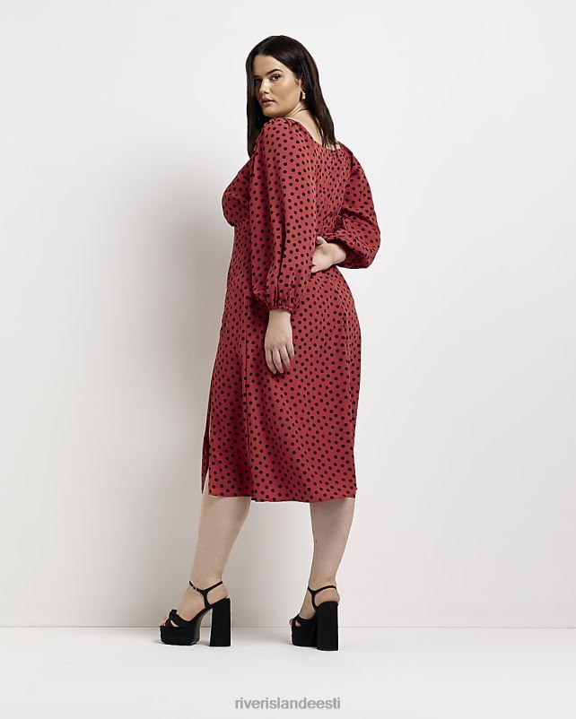 kehakate punane naised River Island pluss kohapeal lõigatud midi kleit 44TLL5188