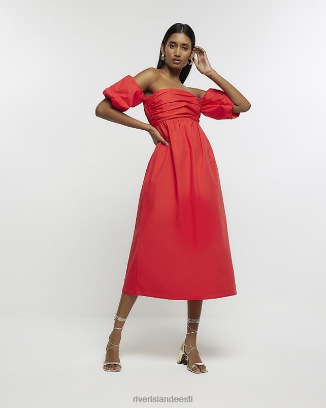 kehakate punane naised River Island rusikas bardot midi kleit 44TLL920