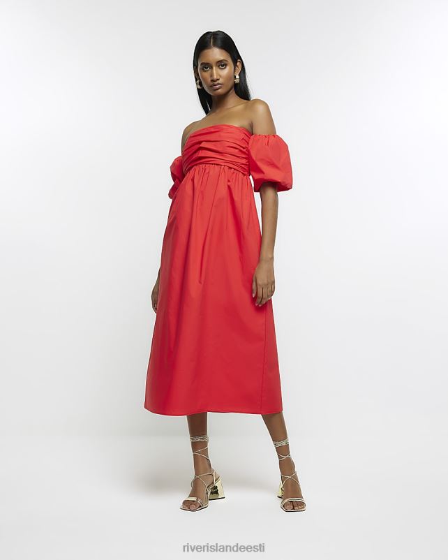 kehakate punane naised River Island rusikas bardot midi kleit 44TLL920