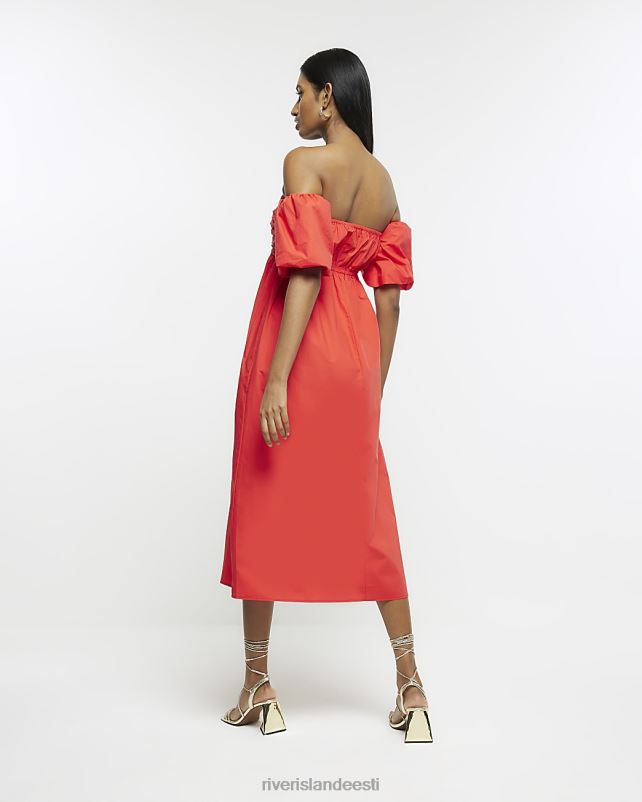 kehakate punane naised River Island rusikas bardot midi kleit 44TLL920