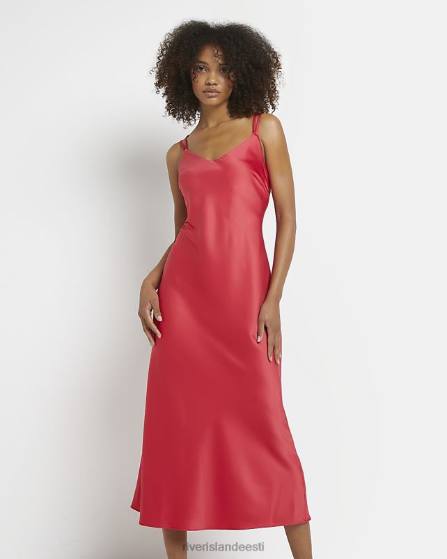 kehakate punane naised River Island satiinist slip midi kleit 44TLL1781
