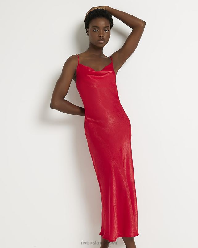 kehakate punane naised River Island satiinist slip midi kleit 44TLL1835