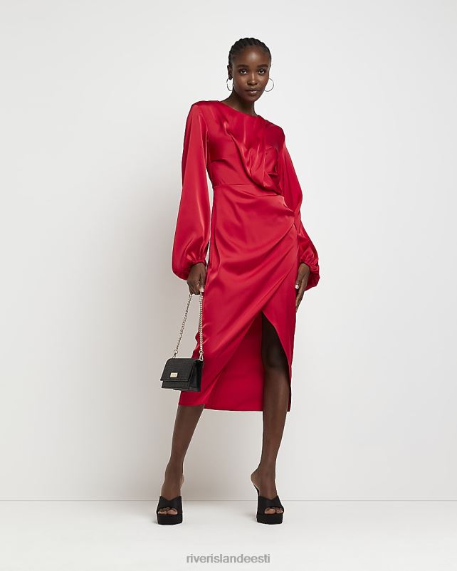 kehakate punane naised River Island satiinkattega midikleit 44TLL297