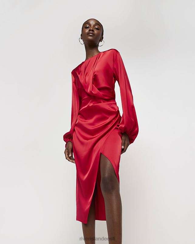 kehakate punane naised River Island satiinkattega midikleit 44TLL297