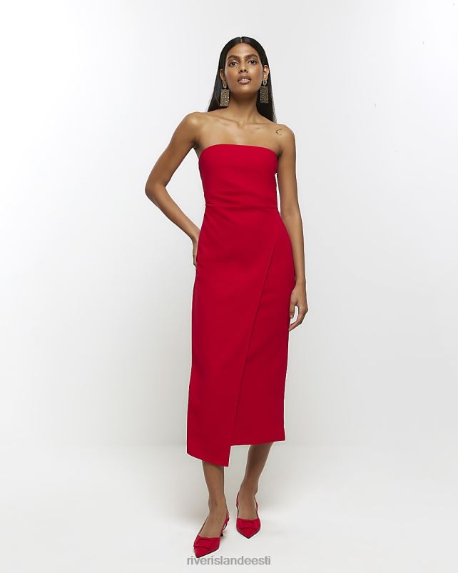 kehakate punane naised River Island scuba bandeau midi kleit 44TLL3722