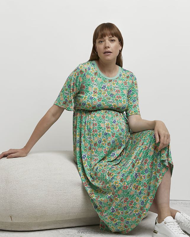 kehakate roheline naised River Island lilleline rasedate midikleit 44TLL5373