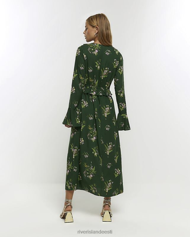 kehakate roheline naised River Island lilleline volangiga midikleit 44TLL144