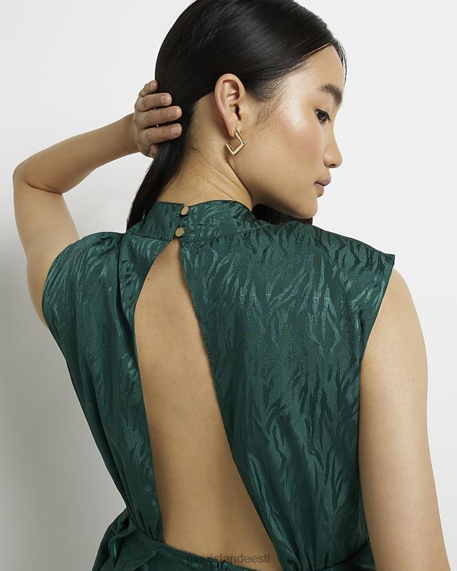 kehakate roheline naised River Island loomamustriga satiin shift midi kleit 44TLL1510