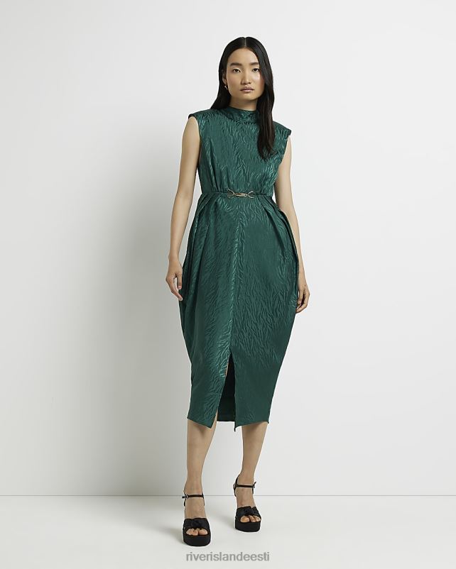 kehakate roheline naised River Island loomamustriga satiin shift midi kleit 44TLL1510