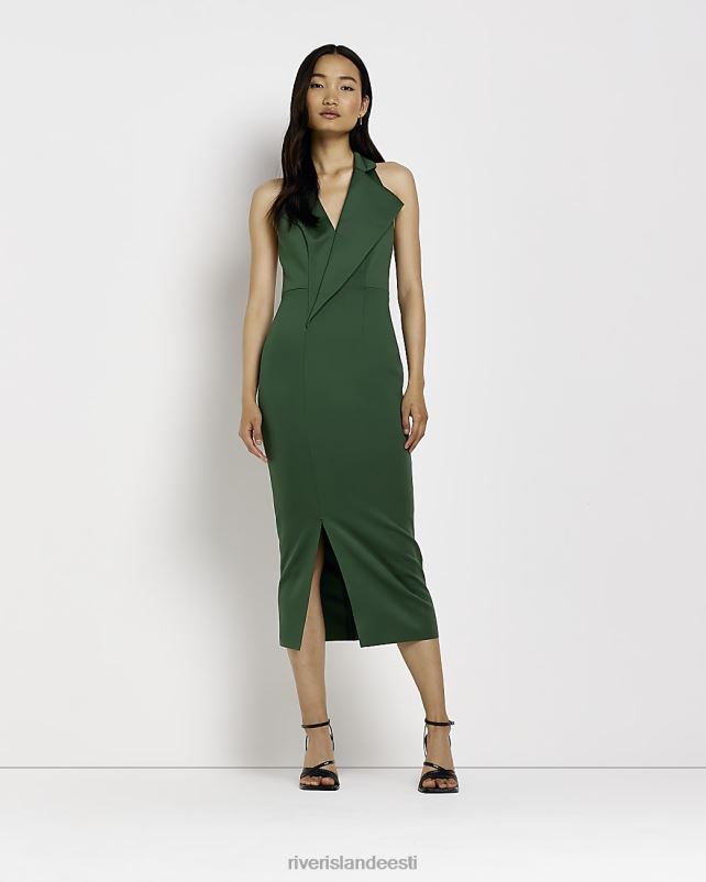 kehakate roheline naised River Island päitsekaelusega bodycon midi bleiserkleit 44TLL1913