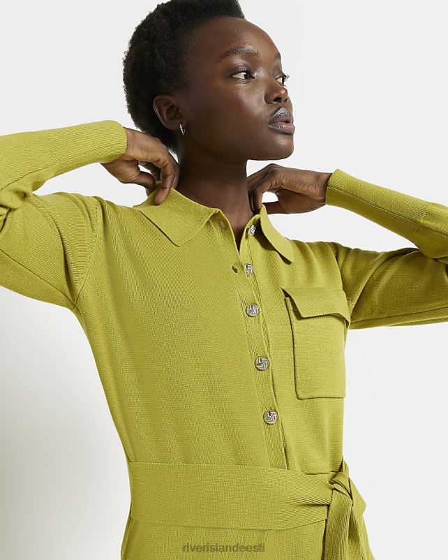 kehakate roheline naised River Island pikkade varrukatega midisärkkleit 44TLL2010