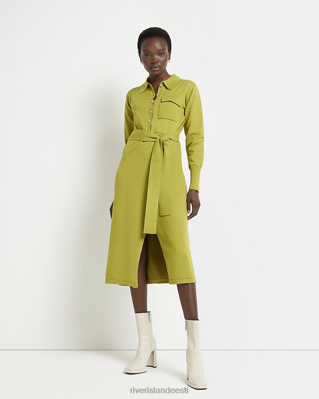 kehakate roheline naised River Island pikkade varrukatega midisärkkleit 44TLL2010