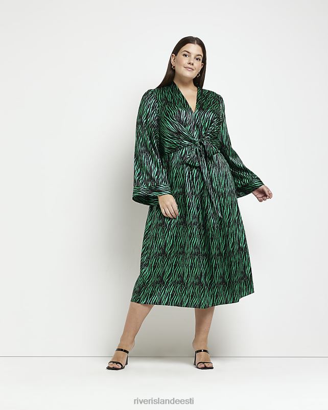 kehakate roheline naised River Island pluss loomamustriga swing midi kleit 44TLL5187