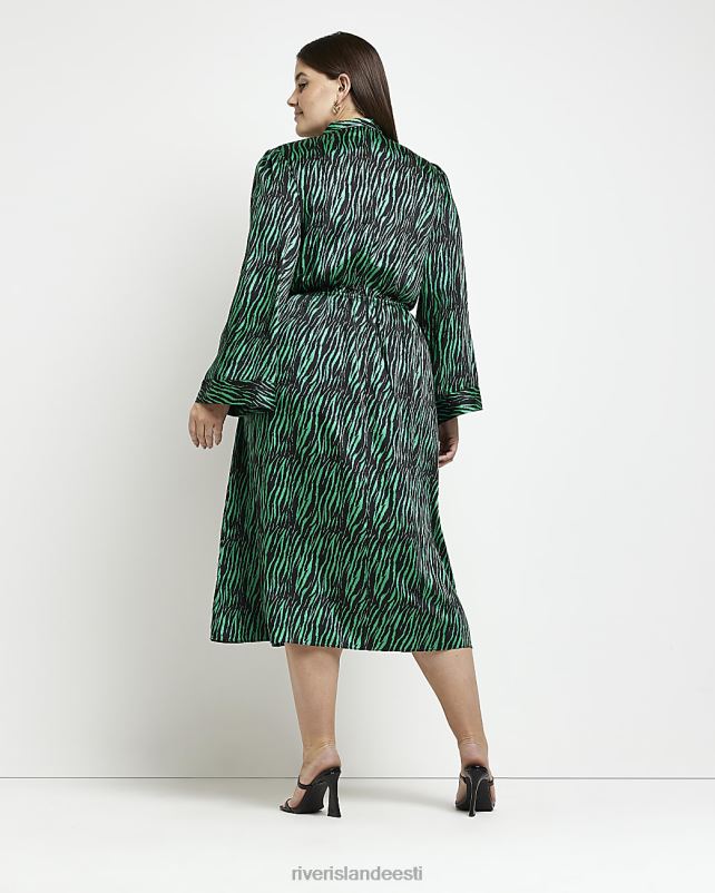 kehakate roheline naised River Island pluss loomamustriga swing midi kleit 44TLL5187