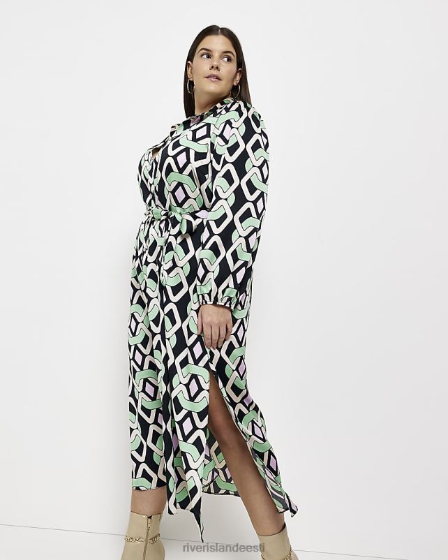 kehakate roheline naised River Island pluss satiinist midisärkkleit 44TLL2059