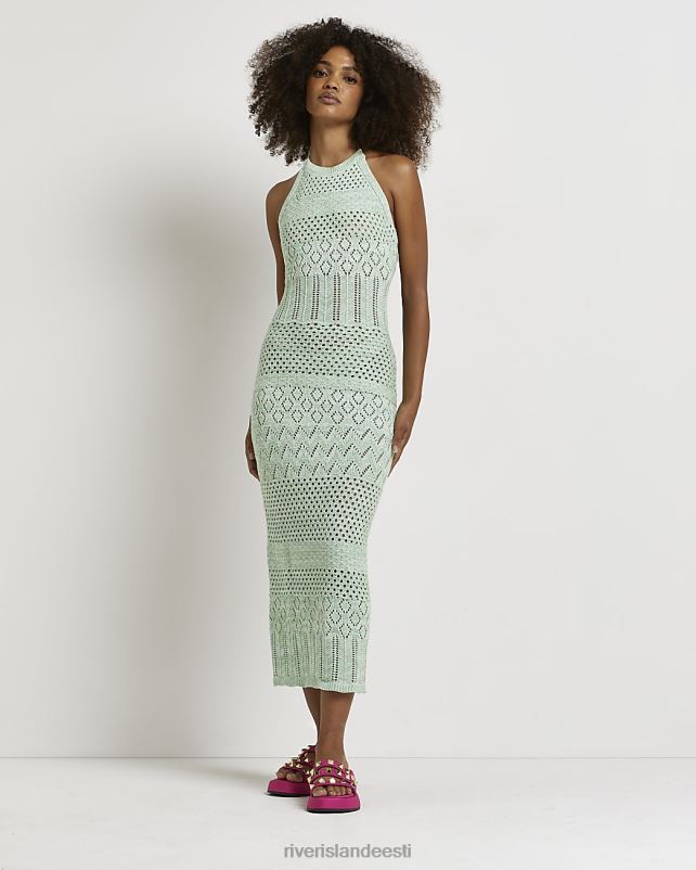kehakate roheline naised River Island seljataga bodycon midi kleit 44TLL2177
