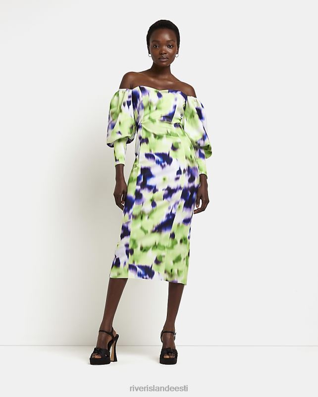 kehakate roheline naised River Island trükitud bardot midi kleit 44TLL4915