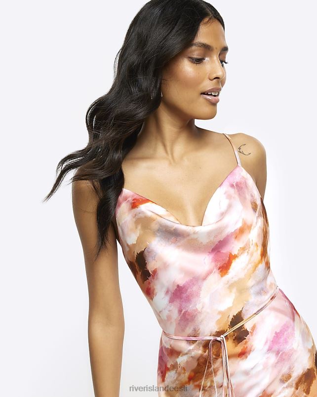 kehakate roosa naised River Island abstraktne kaelusega midikleit 44TLL789