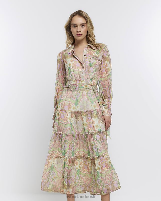 kehakate roosa naised River Island šifoonist mitmetasandiline midisärkkleit 44TLL1729