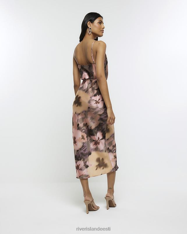 kehakate roosa naised River Island lilleline kaelusega midikleit 44TLL790