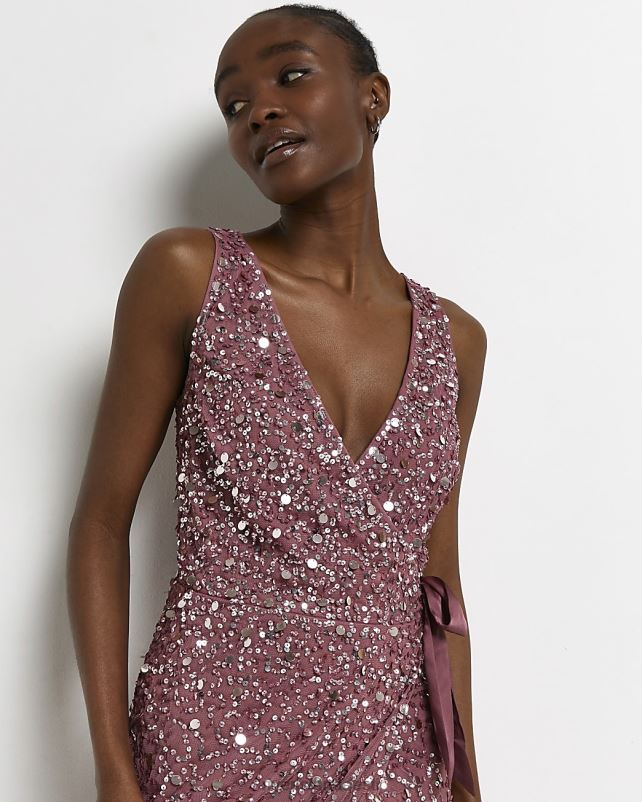 kehakate roosa naised River Island litriga mähitud midikleit 44TLL2127