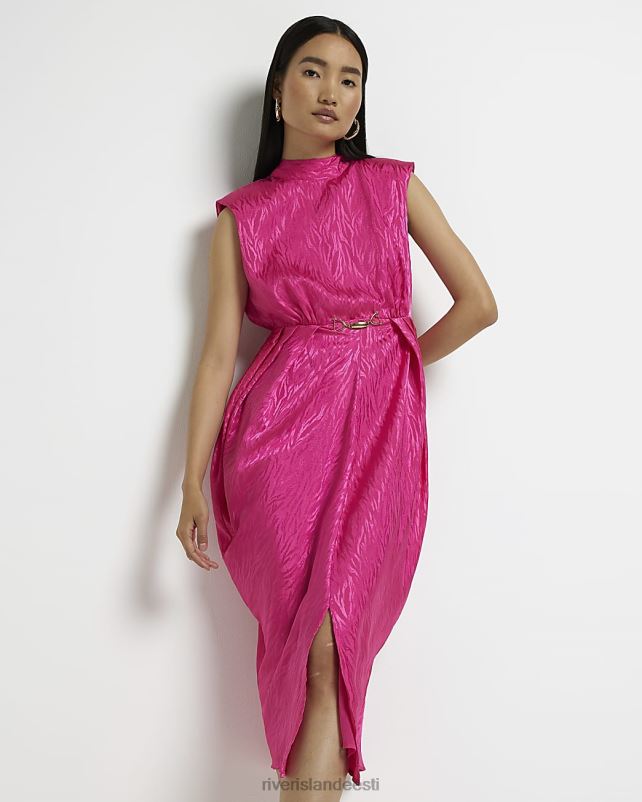 kehakate roosa naised River Island loomamustriga satiinist midikleit 44TLL1511