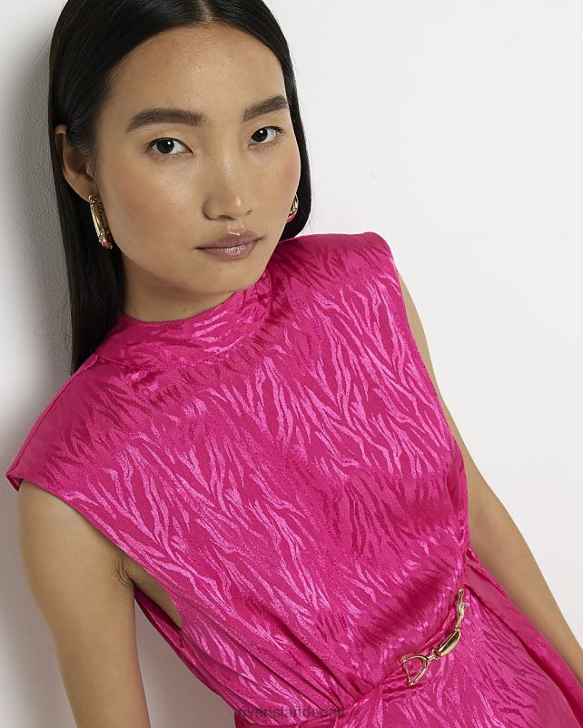 kehakate roosa naised River Island loomamustriga satiinist midikleit 44TLL1511