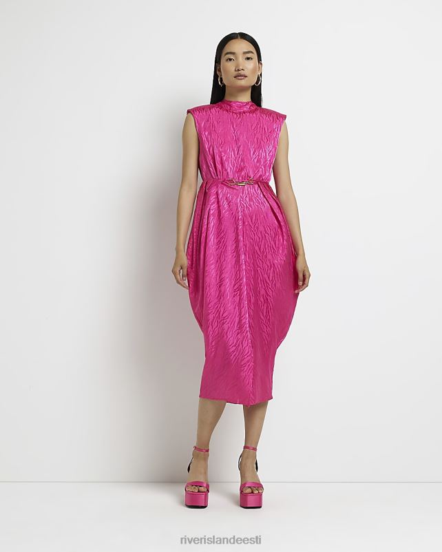 kehakate roosa naised River Island loomamustriga satiinist midikleit 44TLL1511