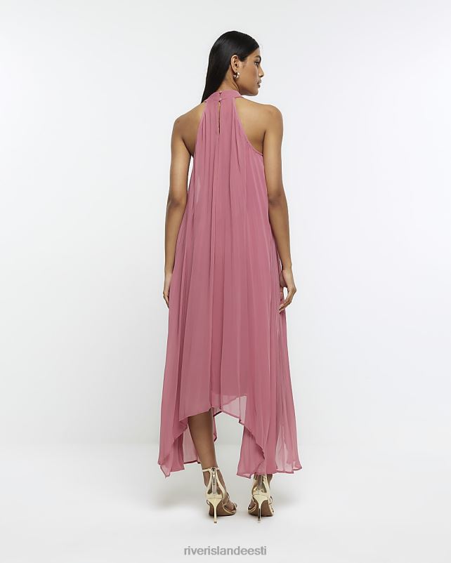 kehakate roosa naised River Island plisse choker slip midi kleit 44TLL851