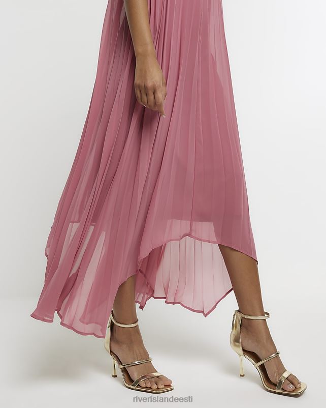 kehakate roosa naised River Island plisse choker slip midi kleit 44TLL851