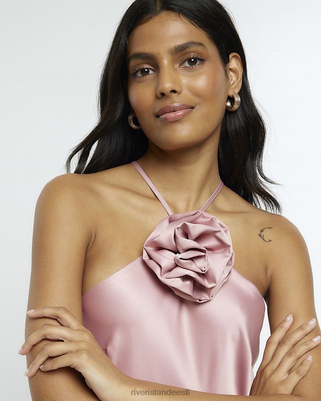 kehakate roosa naised River Island satiinist corsage bodycon midikleit 44TLL200