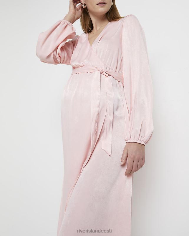 kehakate roosa naised River Island satiinist rasedate ümbrisega midikleit 44TLL2314