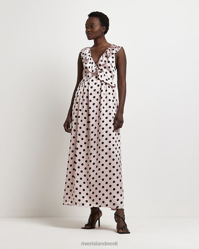 kehakate roosa naised River Island spot satiin midi kleit 44TLL5050
