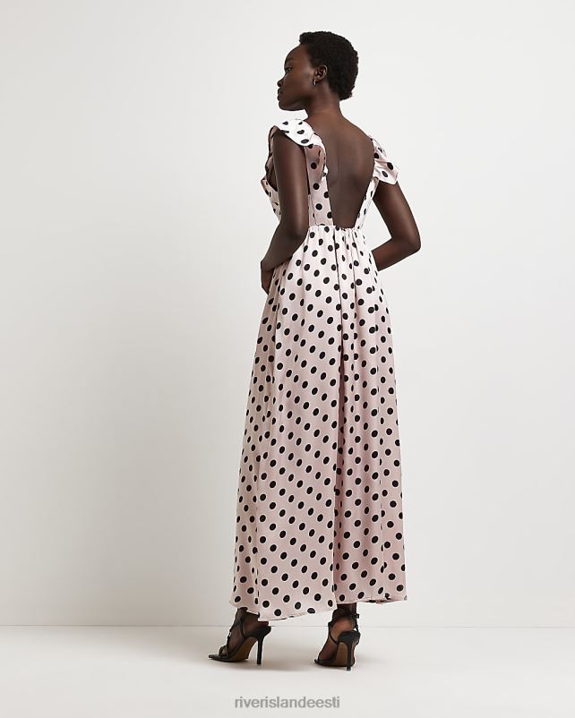 kehakate roosa naised River Island spot satiin midi kleit 44TLL5050